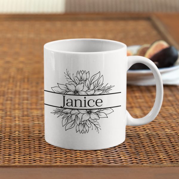 Personalised Floral & Name Coffee Mugs - Image 6