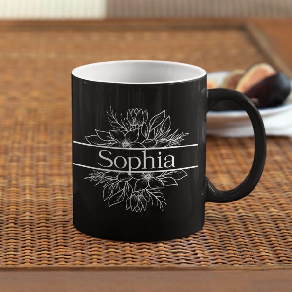 Personalised Floral & Name Coffee Mugs - Image 3