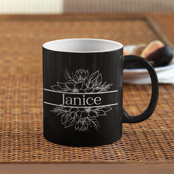Personalised Floral & Name Coffee Mugs - Image 2