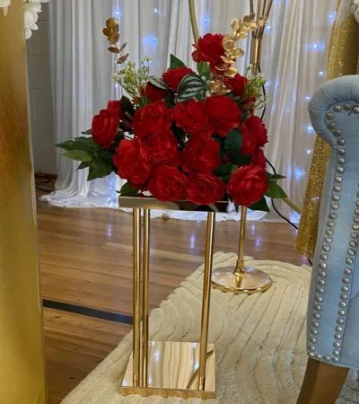 Red flower with stand